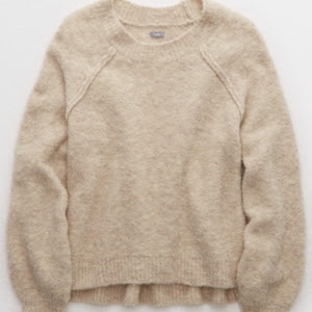 AMERICAN EAGLE Cream Chunky Crew Neck Sweater